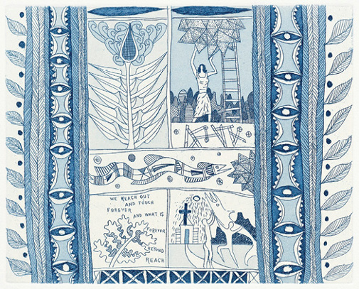 JOHN PULE AND GREGORY O'BRIEN, <i>Genealogy of a&nbsp;long, bright day</i><strong>,&nbsp;&nbsp;2018&nbsp;&nbsp;(intaglio etching with aquatint, 415 x&nbsp;505 mm)